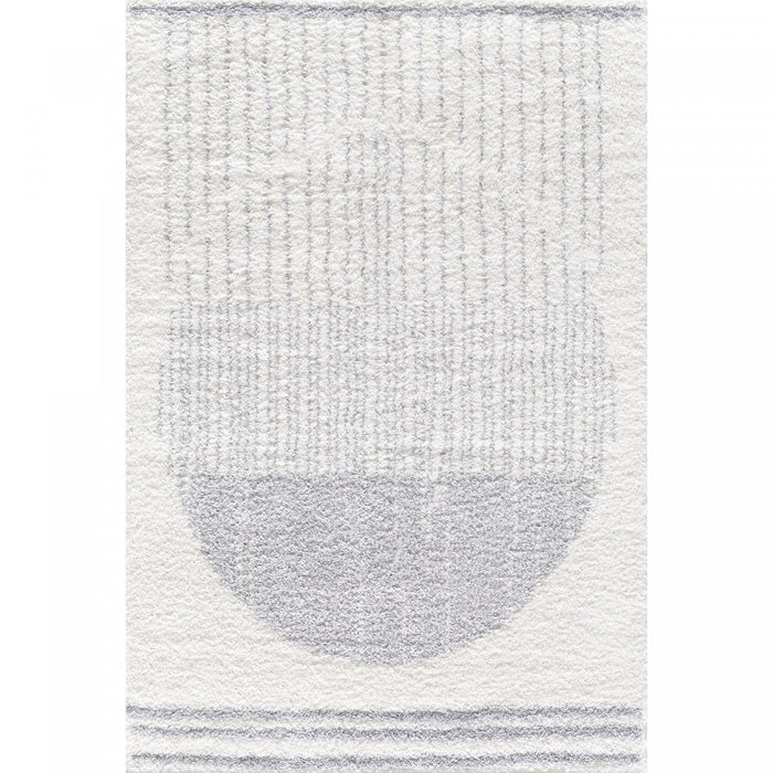 Paris Circle Cream Shag Area Rug - 6'7\" x 9'6\"