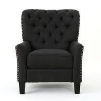 Lily Linen-look Fabric Push Back Recliner Chair With Rivet Accents,antique Dark Grey Accent Chair 