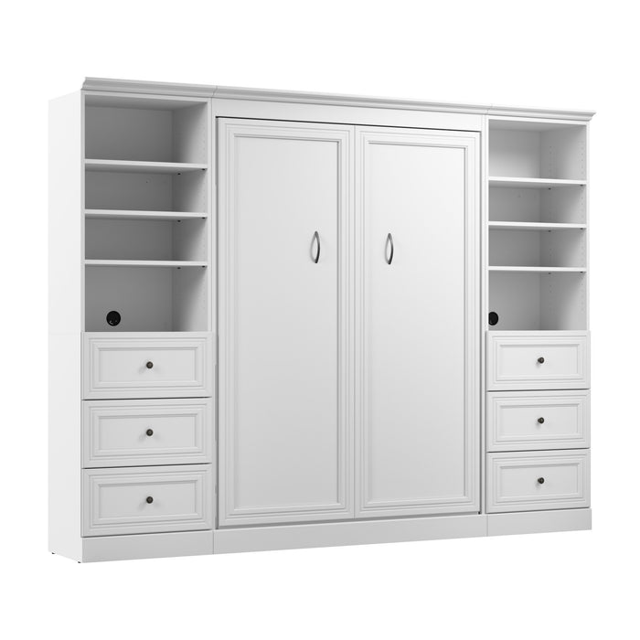 Bestar Versatile Full Murphy Bed Closet Organizers with Drawers (109 W) - White