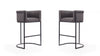 Cosmopolitan Mid-Century Modern Metal Upholstered Barstool in Graphite - Set of 2 Bar Stool