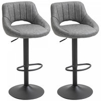 HOMCOM Bar Stools Set of 2 Swivel Adjustable Counter Height Barstools