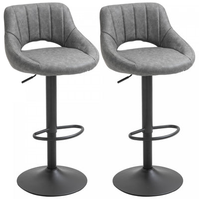 HOMCOM Bar Stools Set of 2 Swivel Adjustable Counter Height Barstools