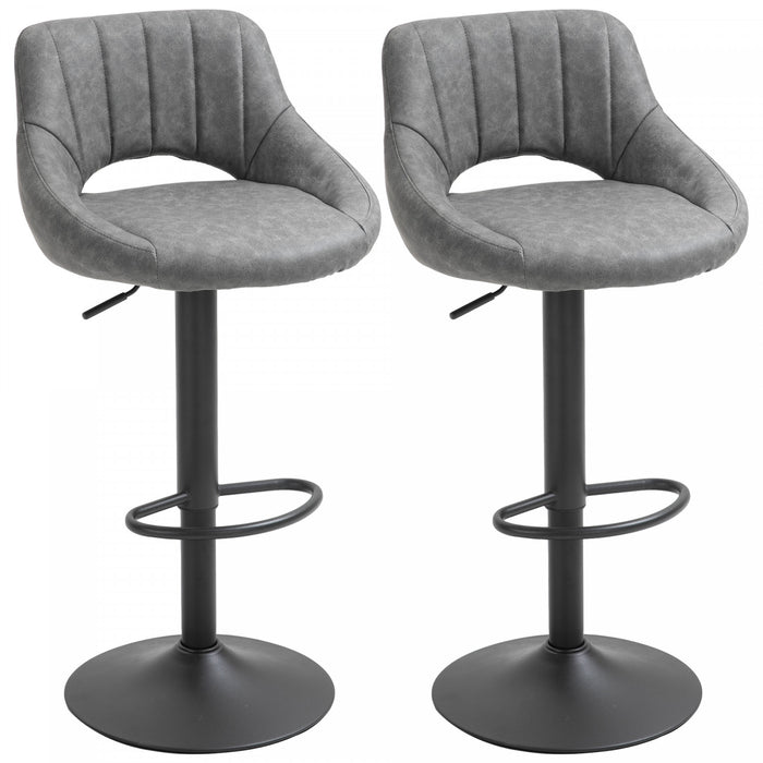 HOMCOM Bar Stools Set of 2 Swivel Adjustable Counter Height Barstools