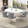 Luna Velvet Dining Chairs with Tufted Upholstered and Gold Metal Legs Set of 6, Grey
