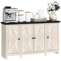 HOMCOM Sideboard Cabinet with Adjustable Shelves, Doors, White Wood Grain