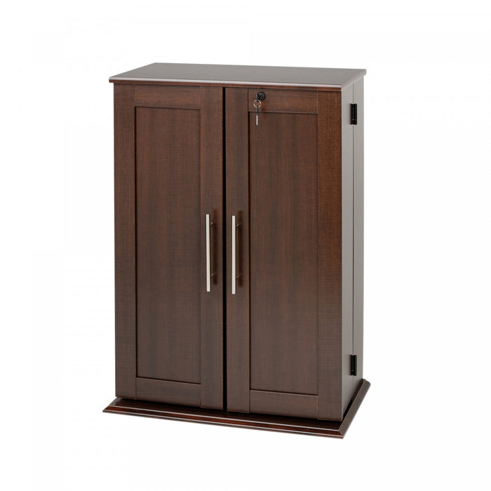 Locking Media Storage Cabinet with Shaker Doors - Espresso