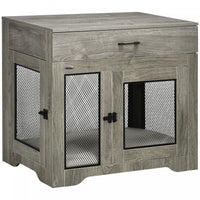 Pawhut 32in Dog Crate Furniture With Cushion, 2 Doors, Dog Kennel End Table With Storage, Indoor Dog