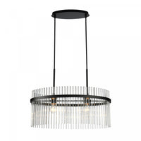 Ava 2 Light Chandelier, Black With Glass Rods Lamp 