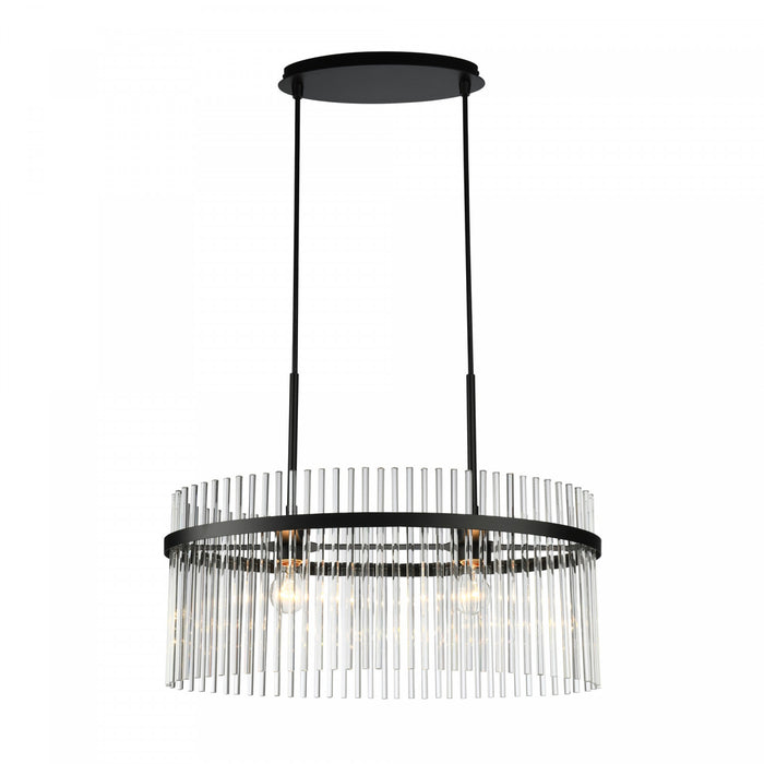 Ava 2 Light Chandelier, Black With Glass Rods