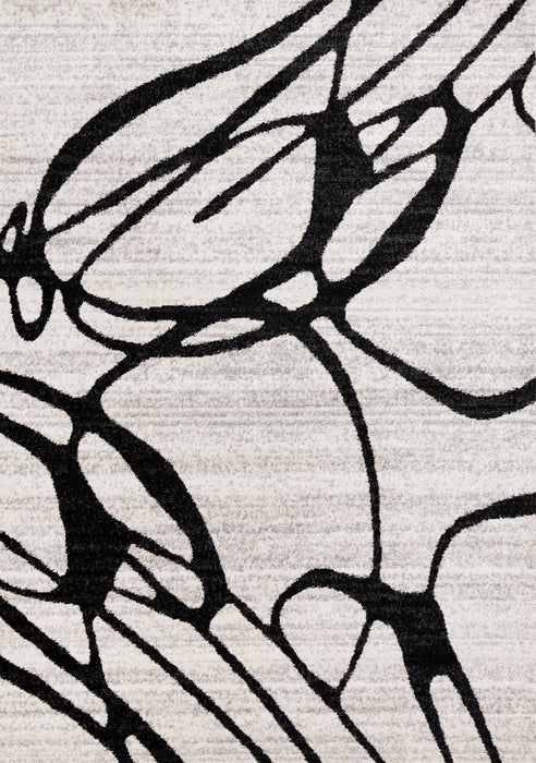 Emmett Grey Black Drizzle Swirl Rug, 7'10\" x 10'6\" Indoor Area Rug