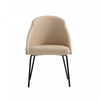 Gracie Modern Metal Vegan Leather Dining Chair in Tan and Black Armoire 