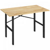 Homcom 46\" Work Bench Table Oak Wood Top, Heavy-duty Steel Work Table