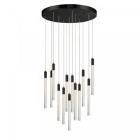 Celine 13 Light Integrated Led Chandelier, Black With Laser Lined Glass Rods Lamp 