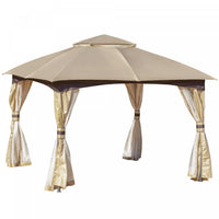 Outsunny 11' X 11' Steel Gazebo Canopy Party Tent Shelter With Double Roof, Netting Sidewalls, Corne
