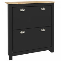 HOMCOM Hallway Shoe Cabinet with 2 Flip Drawers for 12 Pair of Shoes Black