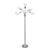 Skye 5 Light Adjustable Gooseneck Floor Lamp, Silver & White, 67\"H