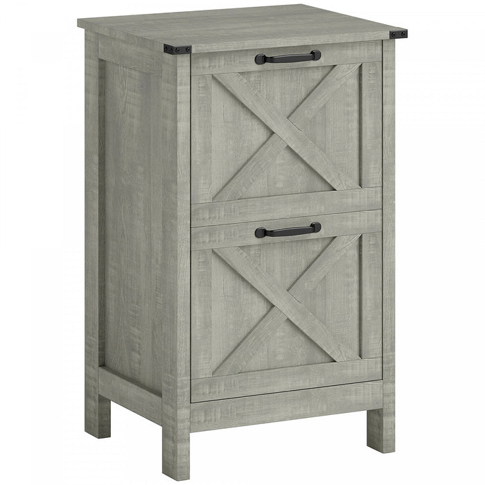 HOMCOM File Cabinet with 2 Drawers Filing Cabinet for A4 Letter, Stone Grey