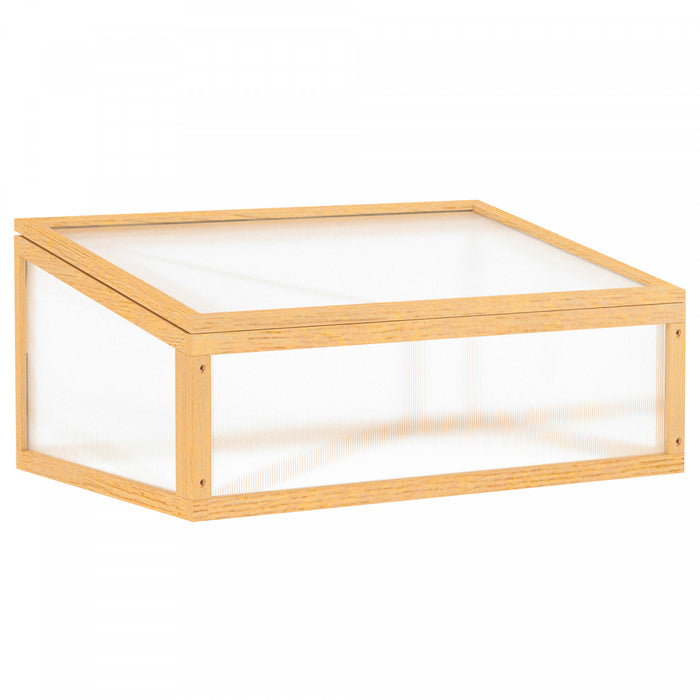 Outsunny Wooden Cold Frame Greenhouse Garden Portable Raised Planter With Openable Top For Indoor, Outdoor, Flowers, Vegetables, Plants, 35.5\"x23.5\"x15.75\", Light Brown