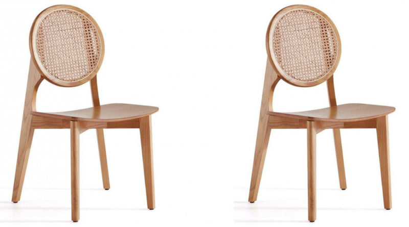 Manhattan Comfort Set of 2 Versailles Round Dining Chairs - Natural Cane