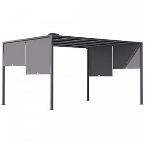Outsunny 10'x13' Outdoor Pergola W/ Led Lights, Retractable Roof, Grey