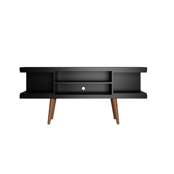 Manhattan Comfort Utopia 53.14\" TV Stand with Splayed Wooden Legs & 4 Shelves - Black