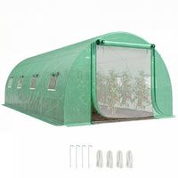 Outsunny Walk-in Tunnel Greenhouse Plant Hot House with Support Rods, Green