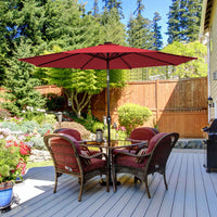 Costway 10' Solar LED Lighted Patio Market Umbrella Tilt Adjustment Crank