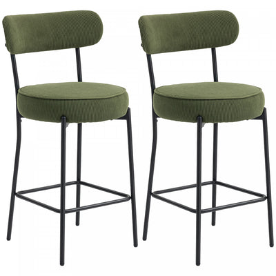 HOMCOM Modern Bar Stools Set of 2 27" Counter Height Barstools, Green