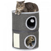 Pawhut 2-story Cat Condo Tower, 22 Inches Cat Tree For Indoor Cats With Top Perch And 2 Hideaways, Sisal Scratching Board, Removable Cushions, Toy Balls, Dark Grey