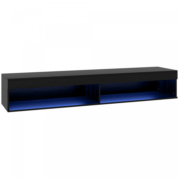 HOMCOM Floating TV Stand with Storage and Lights for TVs up to 75\" Black