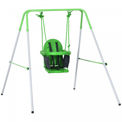 Outsunny 2 In 1 Swing Set For Toddlers, Kids Swing Set With Safety Harness For Indoor, Outdoor Play,|Outsunny Balancoire 2 En 1 Pour Tout-petits, Balancoire Pour Enfants Avec Harnais De Securite Pour J