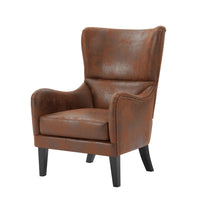 Havenwood HI-BACK Studded Accent Chair with Nailhead Trim, Brown