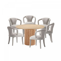 Hathaway and Palmer Modern Industry Chic 7-Piece Dining Set in Gold Dust and Natural Dining Room Set 