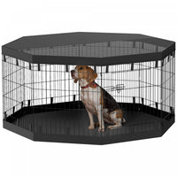 Pawhut Dog Playpen, 8 Panels Foldable Dog Pen With Waterproof Bottom Pad, Sunproof Top Cover, 30