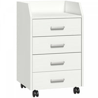 HOMCOM 4-Drawer File Cabinet with Lockable Wheels, White