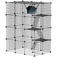 Pawhut 4-tier Large Cat Cage, Diy Pet Playpen With Hammock, Platforms, Ramps, Accessories, Kitten Ex