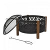 Outsunny 31\" Fire Pit, 2-in-1 Wood Fire Pit Brazier With Lid, Grill, Black