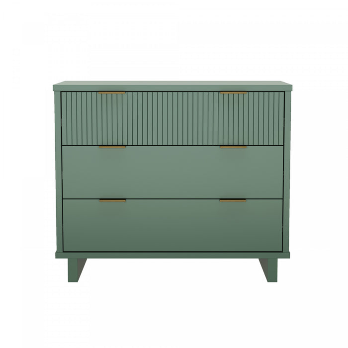 Elara Contemporary 38\" Solid Wood Dresser in Sage Green (3-Drawer)