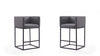 Embassy Mid-Century Modern Metal Upholstered Counter Stool in Gray - Set of 2