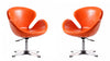 Raspberry Modern Upholstered Swivel Lounge Chair in Orange - Set of 2 Accent Chair