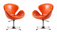 Raspberry Modern Upholstered Swivel Lounge Chair in Orange - Set of 2 Accent Chair 