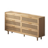 51.18\" Mila Modern 6 Drawer Rattan Storage Cabinet with Engineered Wood Frame - Natural