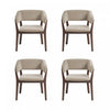 Blake Modern Faux Mohair Wood Armchair in Natural - Set of 4 Dining Chair