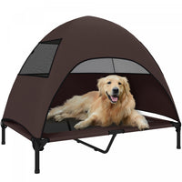 PawHut Outdoor Elevated Dog Bed with Canopy, Cooling Pet Lounger for Large Dogs, Washable Mesh, Steel Frame, Suitable for Camping & Garden, 41.7