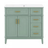 Clara 36 Inch Modern Bathroom Vanity with Ceramic Sink and Multi-Drawer Storage, Light Green | Clara Vanity moderne 36 pouces vasque ceramique + multi-tiroirs, Vert clair