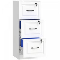 HOMCOM 3 Drawer File Cabinet with Lock, Vertical Filing Cabinet, White