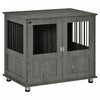 Pawhut Dog Crate Furniture With Lockable Magnetic Door, Adjustable Feet, Indoor Dog Kennel End Table For Small & Medium Dogs, Grey