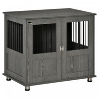 Pawhut Dog Crate Furniture With Lockable Magnetic Door, Adjustable Feet, Indoor Dog Kennel End Table