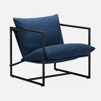 Aidan Metal Frame Sling Accent Chair with Cushions - Navy 