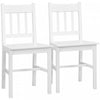 Dining Chairs Set of 2, Kitchen Chair with Slat Back, Pine Wood White